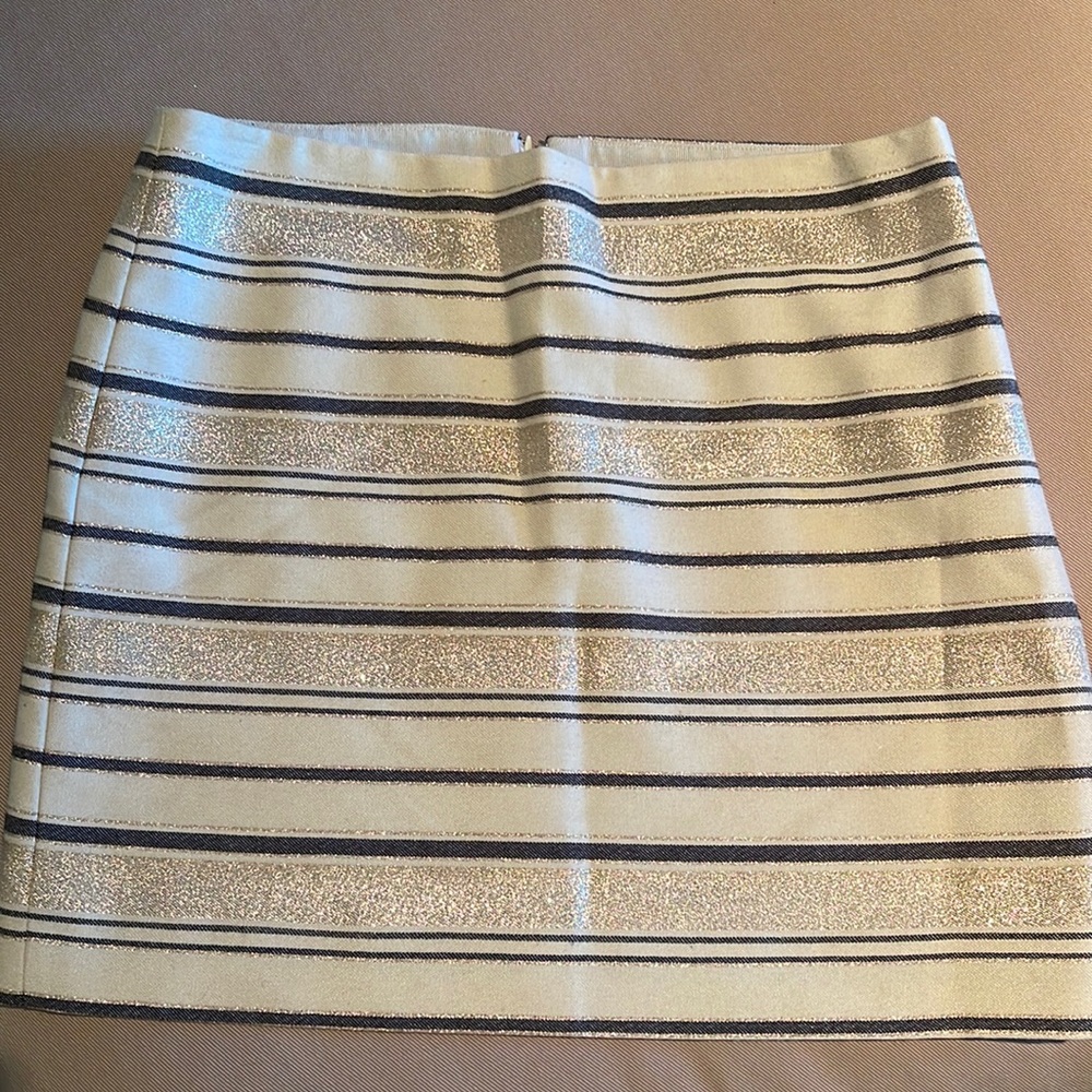 Jcrew holiday skirt cream, gold, charcoal size 0